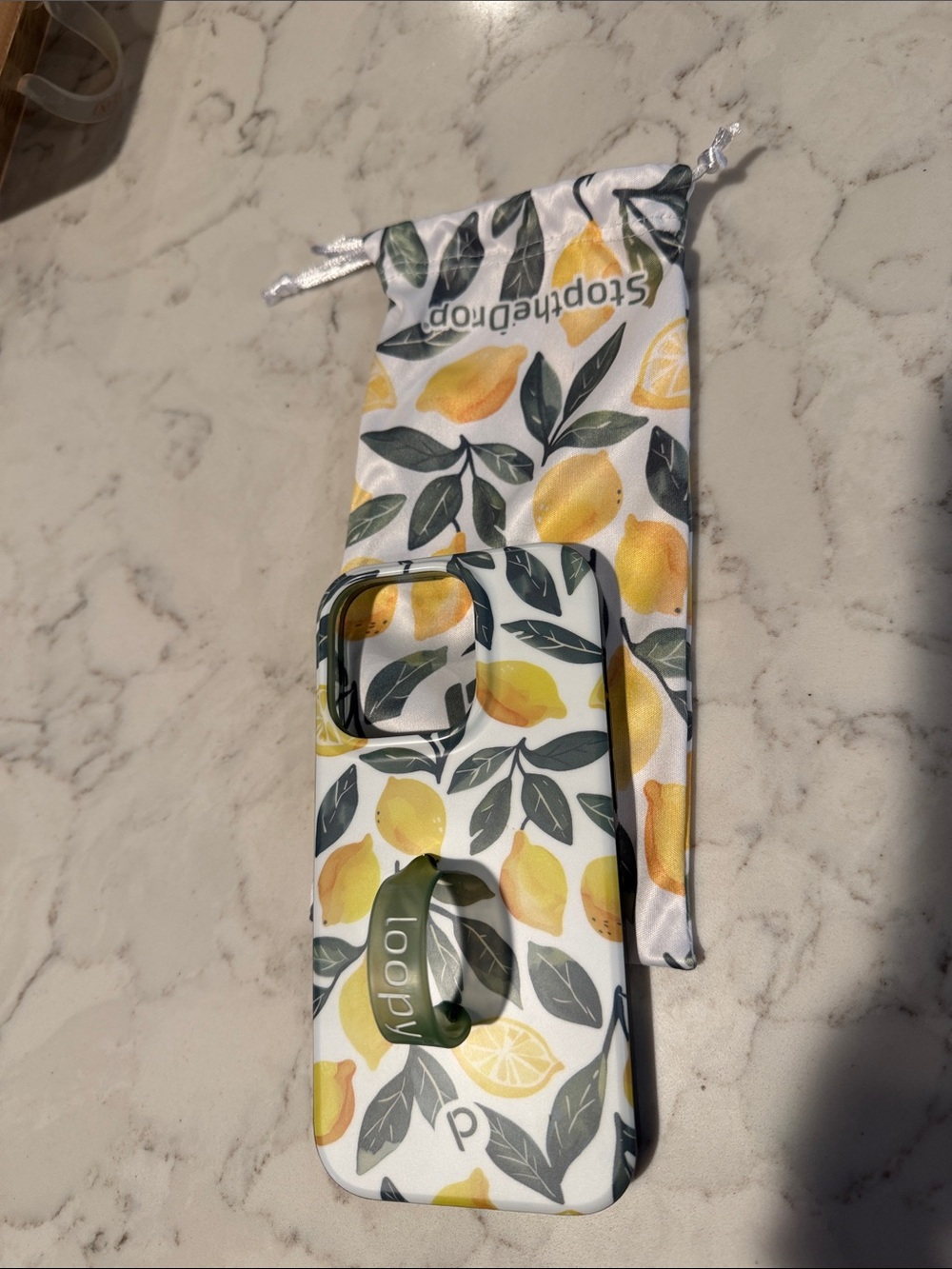 Loopy Case Lemon Print iPhone Case with Matching Pouch